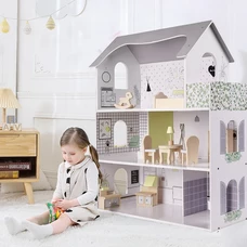 Деревянный кукольный домик MD 1669 три этажа с мебелью фото 37