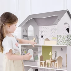 Деревянный кукольный домик MD 1669 три этажа с мебелью фото 41