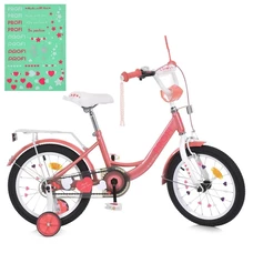 Детский велосипед Prof1 14д. MB 14041-1 Princess, фонарик, зеркало, персиково-белый