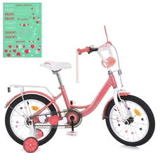 Детский велосипед Prof1 16д. MB 16041-1 Princess с фонариком, персиково-белый