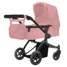 Коляска для куклы 2 в 1 Carrello Maestro 9651B Powder pink нежно-розовый с сумочкой