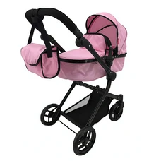 Коляска для куклы 2 в 1 Carrello Alfa 9707 Pink розовая с сумочкой
