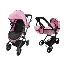 Коляска для куклы 2 в 1 Carrello Alfa 9707 Pink розовая с сумочкой фото 14