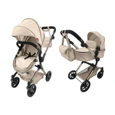 Коляска для куклы 2 в 1 Carrello Alfa 9707 Cream кремовая с сумочкой фото 14