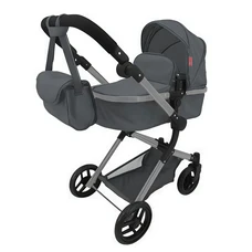 Коляска для куклы 2 в 1 Carrello Alfa 9707 Grey серая с сумочкой