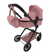 Коляска для куклы 2 в 1 Carrello Alfa 9707 Powder pink нежно-розовая с сумочкой