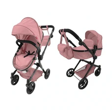 Коляска для куклы 2 в 1 Carrello Alfa 9707 Powder pink нежно-розовая с сумочкой фото 14