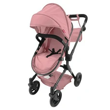 Коляска для куклы 2 в 1 Carrello Alfa 9707 Powder pink нежно-розовая с сумочкой фото 21