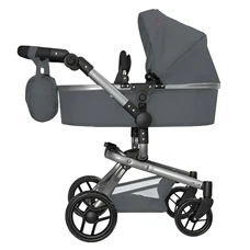 Коляска для куклы 2 в 1 Carrello Fortuna 9695 Grey серая с сумочкой