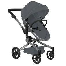 Коляска для куклы 2 в 1 Carrello Fortuna 9695 Grey серая с сумочкой фото 14
