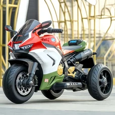 Детский мотоцикл M 6220ELR-3-5 красно-зеленый с пультом управления