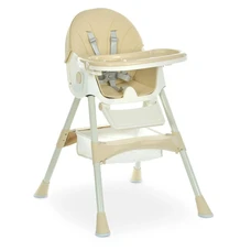 Стульчик для кормления Bambi M 6302 Beige бежевый складной с колесиками фото 14