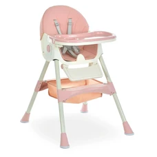 Стульчик для кормления Bambi M 6302 Pink розовый складной с колесиками фото 14