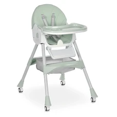 Стульчик для кормления Bambi M 6302 Olive зеленый складной с колесиками