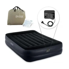 Надувная велюр кровать Intex 64124 двухместная с электронасосом