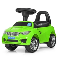 Детская каталка - толокар M 3147B-5 зеленая BMW светятся фары