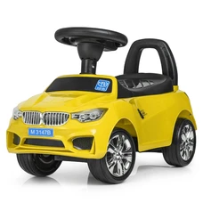 Детская каталка - толокар M 3147B-6 желтая BMW светятся фары