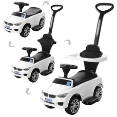 Детская каталка - толокар M 3503B-1 белая BMW с родительской ручкой