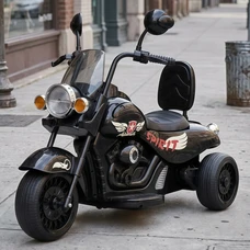 Детский мотоцикл M 5739EL-2 черный Harley-Davidson мягкое сиденье со спинкой