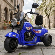 Детский мотоцикл M 5739EL-4 синий Harley-Davidson мягкое сиденье со спинкой