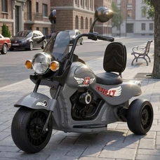 Детский мотоцикл M 5739EL-11 серый Harley-Davidson мягкое сиденье со спинкой