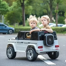Детский электромобиль JJ2088EBLR-1-2(4WD) бело-черный Mercedes с четырьмя моторами фото 21