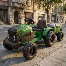 Детский электромобиль трактор M 6285EBLR-5(24V) зеленый с прицепом