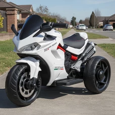 Детский мотоцикл M 6266 EL-1 на аккумуляторе, белый, музыка, свет, Bluetooth
