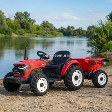 Детский электромобиль трактор M 6260 EBLR-3 (24V) с прицепом, пульт управления, красный
