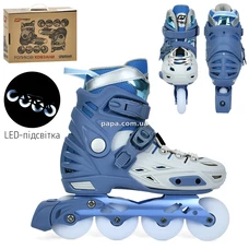 Детские ролики A 4155-L-BL синие, размер 39-42, раздвижные