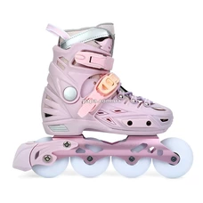 Детские ролики A 4155-M-P с подсветкой, размер 35-38, раздвижные, розовые фото 14
