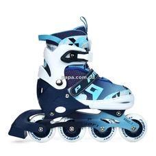 Детские раздвижные ролики A 4156-M-BL, размер 35-38, подсветка, синие фото 14