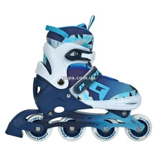 Детские ролики A 4156-L-BL с подсветкой, размер 39-42, раздвижные, синие фото 14