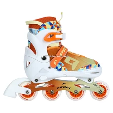 Детские ролики A 4156-L-OR с подсветкой, размер 39-42, раздвижные, оранжевые фото 14