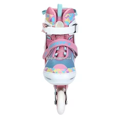 Детские ролики A 4156-L-P с подсветкой, размер 39-42, раздвижные, розовые фото 21