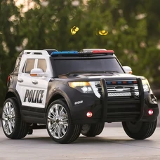 Детский электромобиль M 3259EBLR-1-2 черно-белый полицейский джип