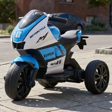 Детский мотоцикл M 4135EL-1-4 сине-белый Yamaha с двумя моторами