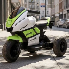 Детский мотоцикл M 4135EL-1-5 зелено-белый Yamaha с двумя моторами