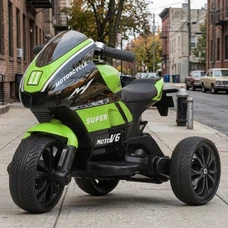 Детский мотоцикл M 4135EL-5 зеленый Yamaha с двумя моторами