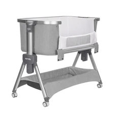 Детская кроватка Carrello Aria CRL-16402 Silver Grey серая приставная фото 14