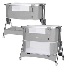 Детская кроватка - манеж Carrello Aria CRL-16401 Silver Grey серая высота регулируется