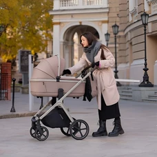 Универсальная коляска 2 в 1 Carrello Vector CRL-6553 Walnut Beige светло-коричневая с бежевой рамой фото 37