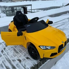 Детский электромобиль BMW M 5096EBLR-6 желтый светятся фары фото 14