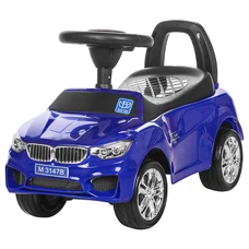 Детская каталка - толокар M 3147B-4 синяя BMW светятся фары