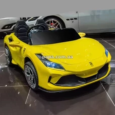 Двухместная детская машина M 6197 EBLR-6 (24V) желтая, Ferrari, 2 мотора по 200 Вт фото 16
