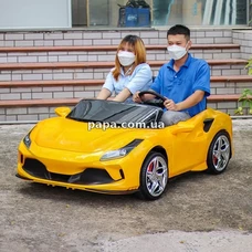 Двухместная детская машина M 6197 EBLR-6 (24V) желтая, Ferrari, 2 мотора по 200 Вт фото 11