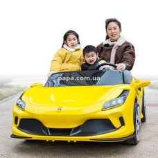 Двухместная детская машина M 6197 EBLR-6 (24V) желтая, Ferrari, 2 мотора по 200 Вт фото 31