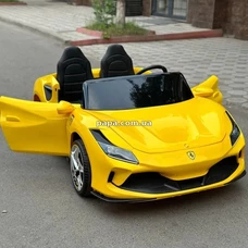 Двухместная детская машина M 6197 EBLR-6 (24V) желтая, Ferrari, 2 мотора по 200 Вт фото 63