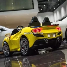 Двухместная детская машина M 6197 EBLR-6 (24V) желтая, Ferrari, 2 мотора по 200 Вт фото 86