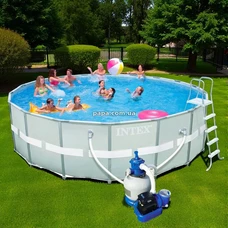 Intex 28332, каркасный бассейн, 549 х 132 см., песочный фильтр-насос, тент